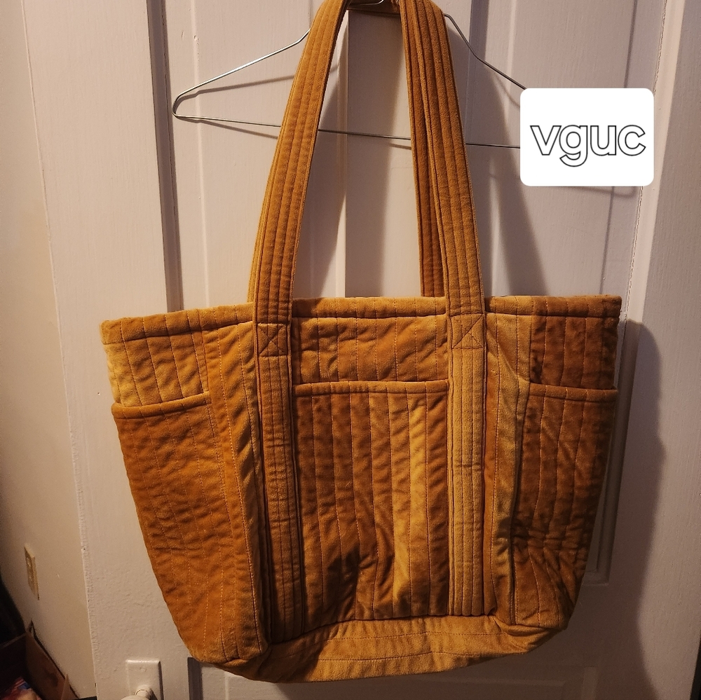 mustard yellow velvet tote bag